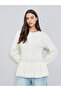 Solid Button Front Ruffled Hem Sweater
