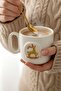 Deer Amore 24 K Gold Decorated Handmade Christmas Gift Ceramic Double Coffee Cup, Mug, Tumbler - 2