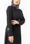 Black Zippered Crystal Stone Detailed Hijab Ferace Zrny 5506-25 - 8
