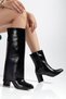 Black Boots Pointed Toe Zippered Boots with Removable Dust Cover Detail