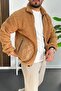 Men's Pocket Detailed Plush Cardigan Brown Edw432 - 2