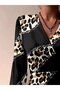 New Season Modal Fabric Women Double-Breasted Collar Asymmetric Cut Leopard Pattern Mini Dress - 3