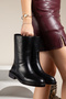 Nora Model Genuine Leather Black Thick Heel Plush Inside Zipperless Women's Daily Long Boots