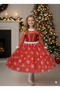 1-2 Years Old – Long Sleeve Red Sequin Glitter Snowflake Pattern Frozen Christmas Ball Gown - 3