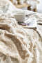 Amore Muslin Bedspread, 100% Cotton Muslin Blanket, Leaf Patterned 4-Layer Jacquard Woven - 5