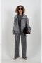 Gray Melange Bomber Jacket with Pleated Back - 3