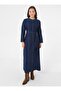 Kuplu Belted Denim Hijab Dress - Dark Navy Blue - - 3