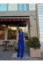 Women's Buttoned Vest Pants Asymmetrical Suit Sax - 3