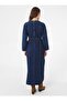 Kuplu Belted Denim Hijab Dress - Dark Navy Blue - - 7