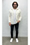 Men's White, Buttoned, Pocket Detail, Plush, Sherpa, Fur Collar, Textured, Shirt, Jacket