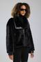 Women's Fur Collar Sleeves Leather Detailed Premium Quality Design Coat Jacket - 2