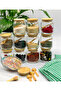 Labeled Wooden Lid 300 ml 12 Jars and 12 Mini Spice Spoons - 24 Piece Spice Set - 5
