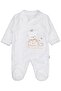Girl Bear Rabbit Embroidery Zippered 1-6 Months Jumpsuit - Ecru 6-9 Months