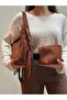 Lea 100% Genuine Nubuck Leather, Elegant and Intricate Design Suede Hand and Shoulder Bag - 2