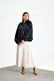 Women's Oversized Bat Cut Gold Zipper Detailed Satin Shirt - 2