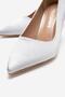 Women's Stiletto Shoes Silver Striped Satin - 3