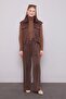 Brown Fur Collar Detailed Cashmere Vest - 2