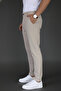 Men's Beige Color Slim Fit Button Closure Quality Fabric Trousers - 3