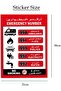 YU WELL Emergency Number Sign Sticker for Vehicle & Office 21x30 cm - 2