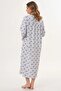 Long Sleeve, Floral Print, Button-Down Collar, Cotton, Plus Size Women's Nightgown - 4