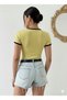 Women's Yellow Color Crew Neck Basic Slim Fit Short Sleeve Body Full Stretch Fabric Full Fit Length 55Cms - 3