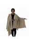 Beige Warm Anti-Pilling Fleece Hooded Unisex Outdoor Camper Poncho Winter Buttoned Shawl - 4