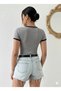 Women's Gray Color Crew Neck Basic Slim Fit Short Sleeve Body Full Stretch Fabric Full Fit Length 55Cms - 3