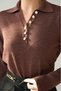 Women's Burgundy Polo Neck Glitter Long Sleeve Sweater - 4