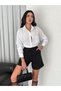 Women's Belt Detailed Pleated City Length Fabric Shorts