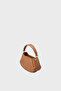 Women's Leather Adjustable Strap Metal Logo Brown Shoulder Bag - 2