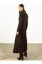 High Waist Textured A-Line Maxi Skirt Brown - 5
