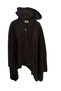 Black Warm Anti-Pilling Fleece Hooded Unisex Outdoor Camper Poncho Winter Buttoned Shawl - 3