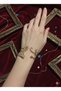 Set of 3 Gold Color Zircon Stone Luxury Leaf Themed Open Bracelet Set
