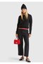 Women's Black 100% Cashmere Crew Neck Plain Sweater - 5
