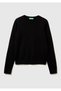 Women's Black 100% Cashmere Crew Neck Plain Sweater - 2