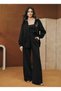 Luxury Pearl Detailed Stone Beaded K Hooded Black Tracksuit Set |   Zippered Sweatshirt & Pants Jewelry - 4