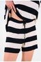 Black-Cream Striped V-Neck Shorts Set - 241033 - 4