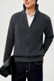 Men's Smoked Mock Neck Zippered Slim Fit Knitwear Cardigan - 7
