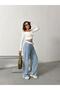 Ice Snow High Waist Belt Collar Ice Snow Wide Leg Pants - 5