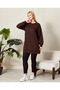 Women's Dark Brown Slit Tunic with Crystal Stone Accessories - 2