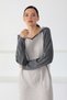 A.Beige/Anthracite Hooded Cashmere Long Sleeve Women's Knitwear Dress - 3