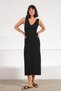Black V-Neck Viscose Blend Sleeveless Women's Knitwear Dress