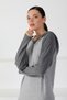 A.Grey/Anthracite Hooded Cashmere Long Sleeve Women's Knitwear Dress - 2