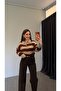 Aylidi Side Striped Knit Sweater Brown - 2