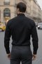 Slim Fit Custom Made Italian Button Collar Cotton Black Shirt - 3