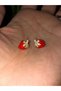 Minimal Fruit Studded Strawberry Steel Earrings Girl Child and Women Red Gold Juping