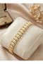 Gold Color Stone Tipped Cylinder Bead Bracelet - 3