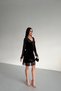 V-Neck Lace Detailed Black Velvet Dress - 2