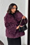 Faux Fur Women's Coat – Fluffy Soft Textured Winter Stylish Outerwear - Plum |   F2040 - Plum