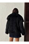 Faux Fur Women's Coat – Fluffy Soft Textured Winter Stylish Outerwear - Black |   F2040 - Black - 5